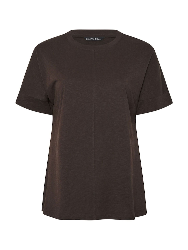 Evans Brown Seam Detail T-Shirt - Image 5 of 5