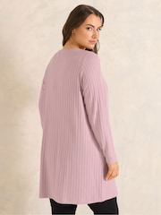 Evans Pink Ribbed Drop Pocket Tunic Jumper - Image 3 of 5