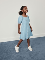 Denim Puff Sleeve Button Through Dress (3-16yrs) - Image 2 of 4