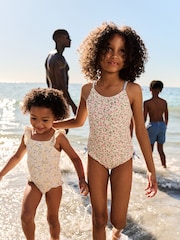 Cream/Navy Blue Sardine Gathered Tummy Control Bandeau Swimsuit - Image 13 of 17