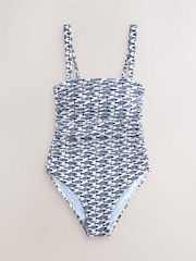 Cream/Navy Blue Sardine Gathered Tummy Control Bandeau Swimsuit - Image 18 of 21