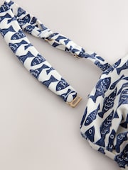 Cream/Navy Blue Sardine Gathered Tummy Control Bandeau Swimsuit - Image 20 of 21