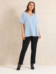 Evans Blue Short Sleeve Notch Neck Airflow Top - Image 3 of 5