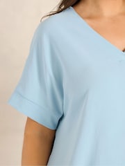 Evans Blue Short Sleeve Notch Neck Airflow Top - Image 4 of 5