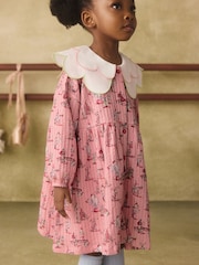 Rožinė - Cath Kidston suknelė su apykakle ir sagomis per visą ilgį (3mėn.–7m.) - 3 paveikslėlis iš 8