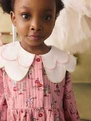 Rožinė - Cath Kidston suknelė su apykakle ir sagomis per visą ilgį (3mėn.–7m.) - 4 paveikslėlis iš 8