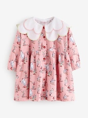 Rožinė - Cath Kidston suknelė su apykakle ir sagomis per visą ilgį (3mėn.–7m.) - 5 paveikslėlis iš 8