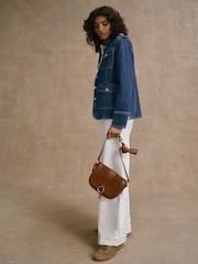 Mint Velvet Blue Denim Military Jacket - Image 4 of 8