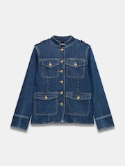 Mint Velvet Blue Denim Military Jacket - Image 7 of 8