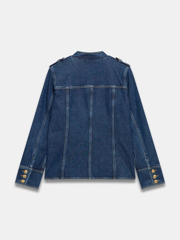 Mint Velvet Blue Denim Military Jacket - Image 8 of 8 Mint Velvet Blue Denim Military Jacket - Image 8 of 8