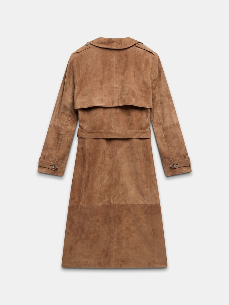 Mint Velvet Brown Suede Trench Coat - Image 6 of 6 Mint Velvet Brown Suede Trench Coat - Image 6 of 6