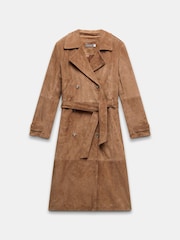 Mint Velvet Brown Suede Trench Coat - Image 7 of 8