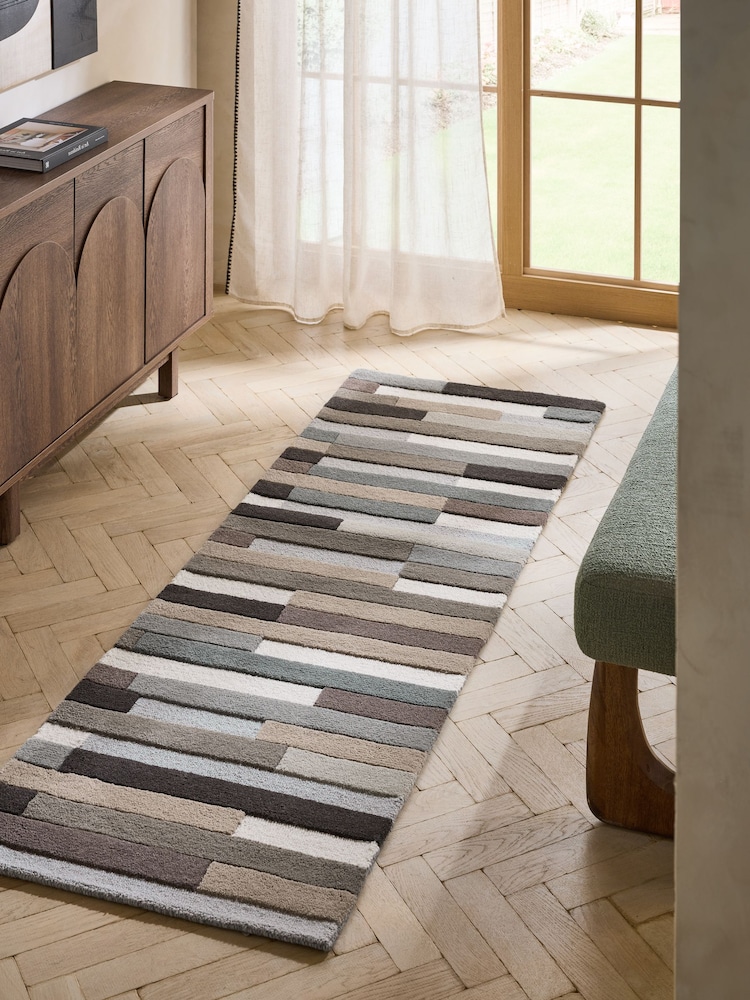 Greige Rio Broken Stripes Runner - Image 1 of 5 Greige Rio Broken Stripes Runner - Image 1 of 5