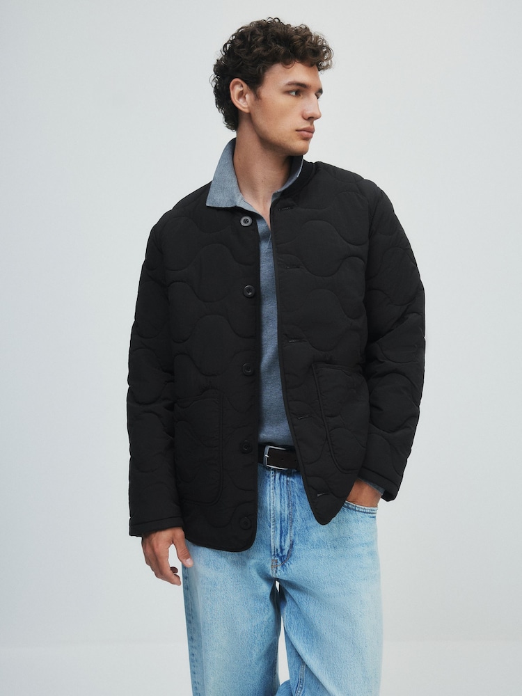 The Set Quilted Bomber Jacket Black - Image 1 of 11