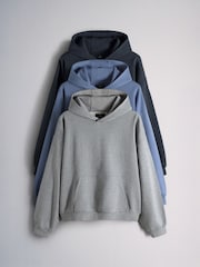 The Set 3 Pack Loopback Relaxed Fit Hoodies Blue/Grey - Image 1 of 6