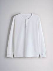 The Set 3 Pack Long Sleeve Waffle Henley T-Shirts Black/Grey - Image 3 of 6
