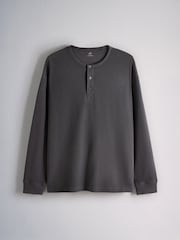 The Set 3 Pack Long Sleeve Waffle Henley T-Shirts Black/Grey - Image 4 of 6