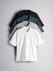 The Set 4 Pack Heavyweight Oversized T-Shirts Navy/Grey - Image 1 of 7