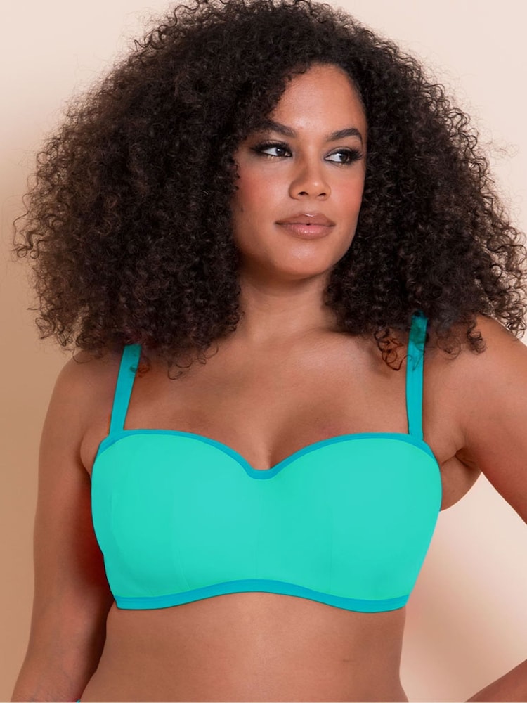 Curvy Kate Blue Minimalist Bandeau Strapless Multiway Bikini Top - Image 1 of 4