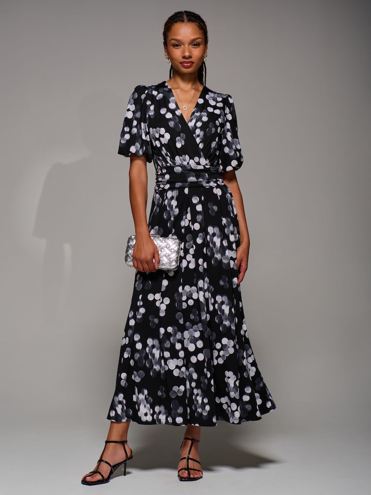 Jolie Moi Black Puff Sleeve Jersey Maxi Dress - Image 1 of 6 Jolie Moi Black Puff Sleeve Jersey Maxi Dress - Image 1 of 6