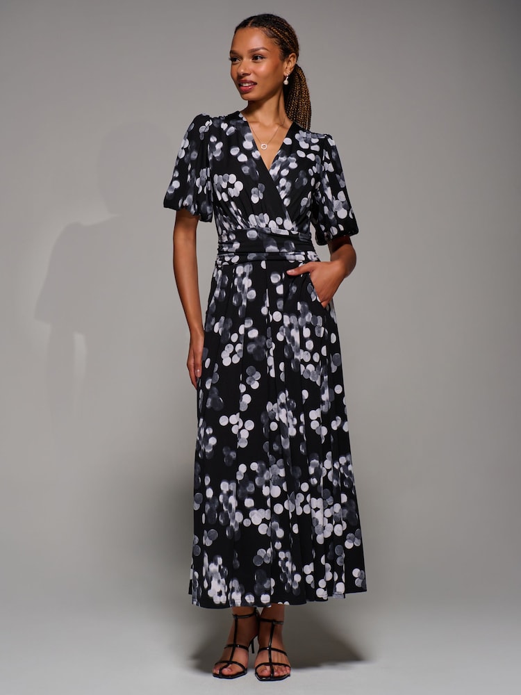 Womens Jolie Moi Black Puff Sleeve Jersey Maxi Dress US 10 Womens Jolie Moi Black Puff Sleeve Jersey Maxi Dress US 10