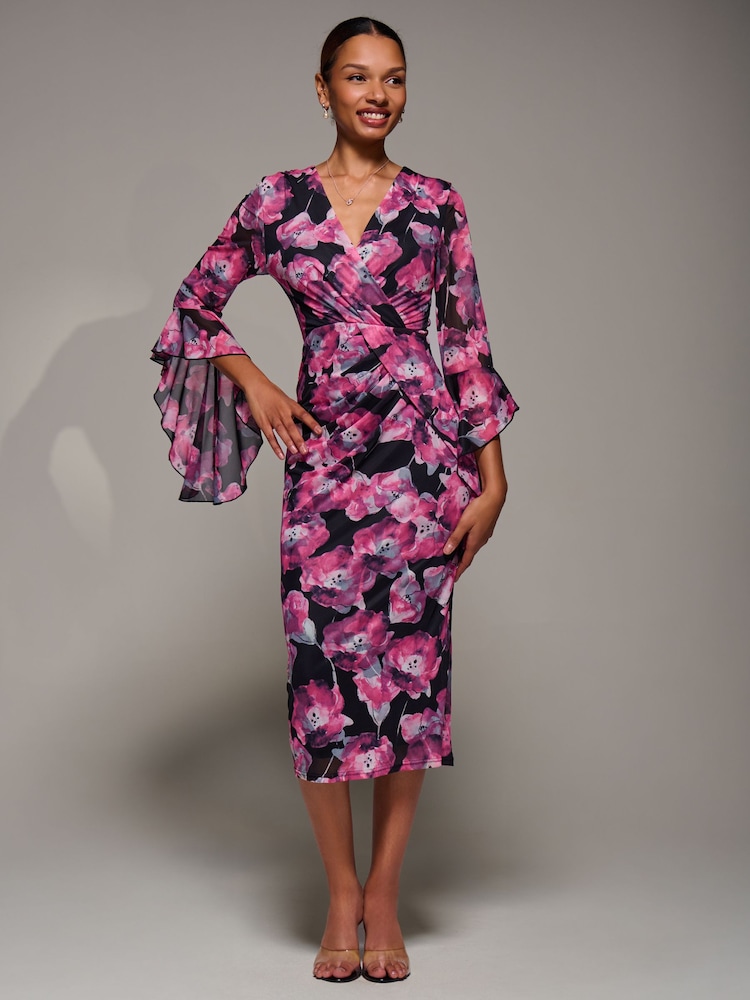 ruched mesh bodycon dress Buy Jolie Moi Pink Ruffle Sleeve from Next USA Pair it with statement