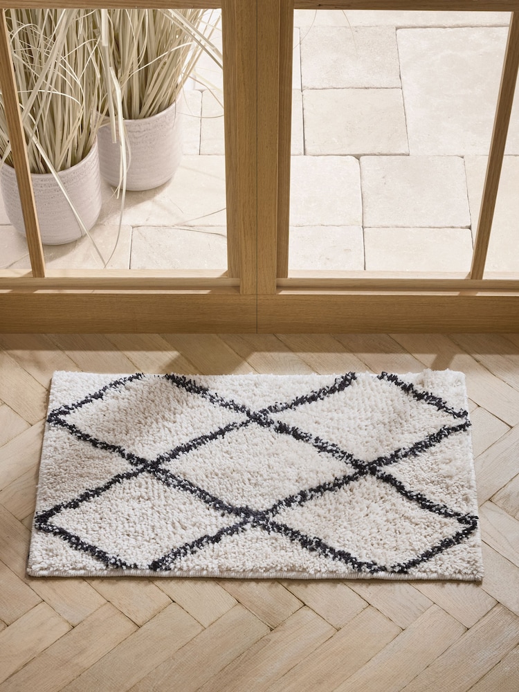 Black/White Cosy Washable Berber Doormat - Image 1 of 3