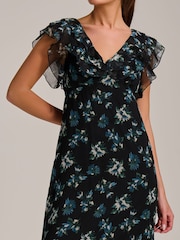 淡藍色 - Jolie Moi Ruffle V-Neckline Chiffon Midaxi Dress - 圖片 3，共 6