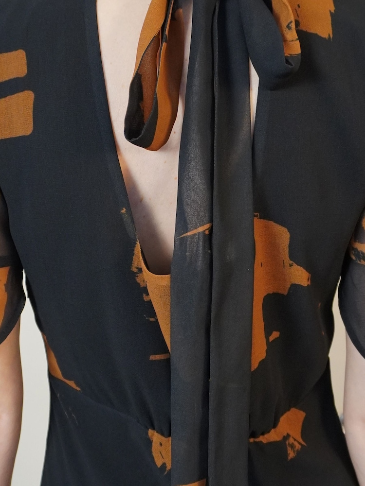 Religion Black Sophisticated Liv Maxi dress with delicate frills in abstract print - Image 6 of 6