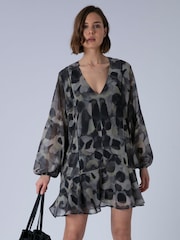 Religion Animal The Edie Tunic Mini Dress In Bold Façade Print With Cuffed Sleeves - Image 2 of 6