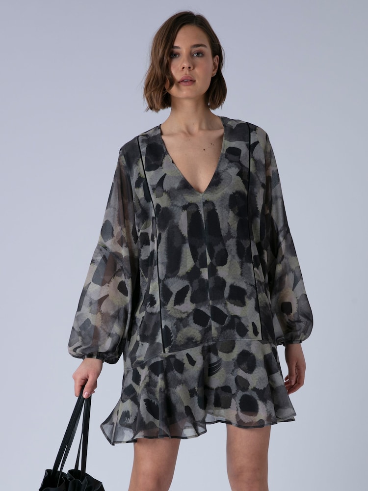 Religion Animal The Edie Tunic Mini Dress In Bold Façade Print With Cuffed Sleeves - Image 2 of 6
