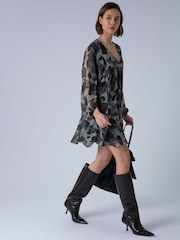 Religion Animal The Edie Tunic Mini Dress In Bold Façade Print With Cuffed Sleeves - Image 3 of 6