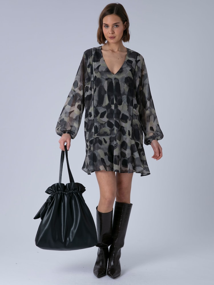 Animal - Religion The Edie Tunic Mini Dress In Bold Façade Print With Cuffed Sleeves - Afbeelding 8 van 8
