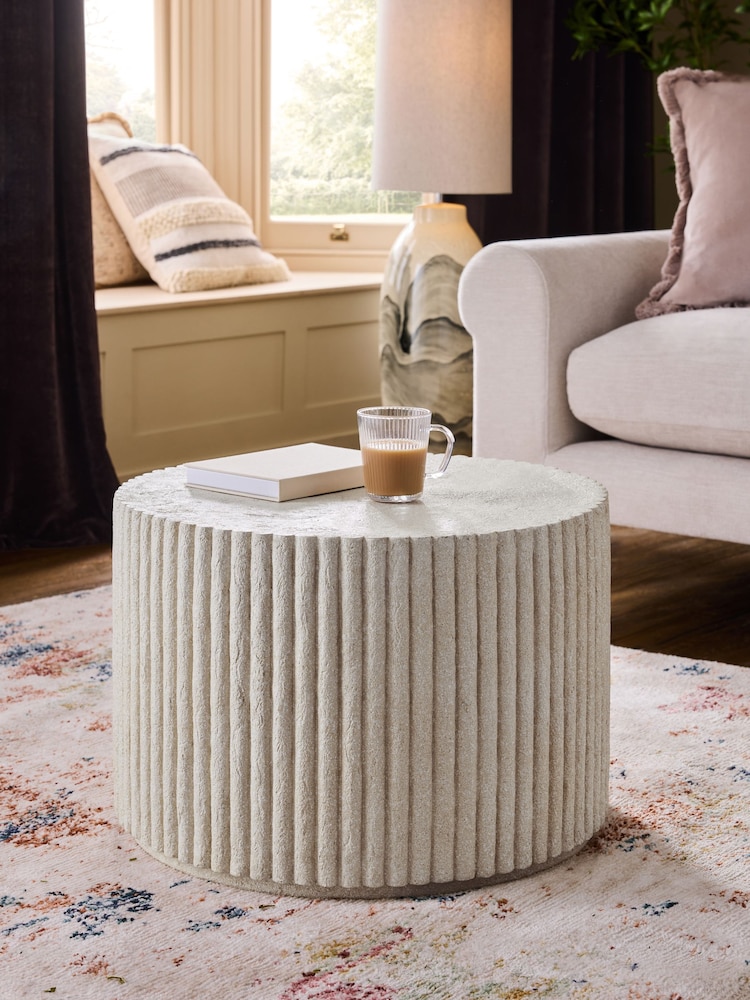 Natural Ribbed Resin Coffee Table - Image 1 of 5 Natural Ribbed Resin Coffee Table - Image 1 of 5