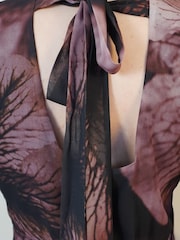 Religion Black Sophisticated Liv Maxi Dress With Delicate Frills In Large Floral Print - Image 6 of 6