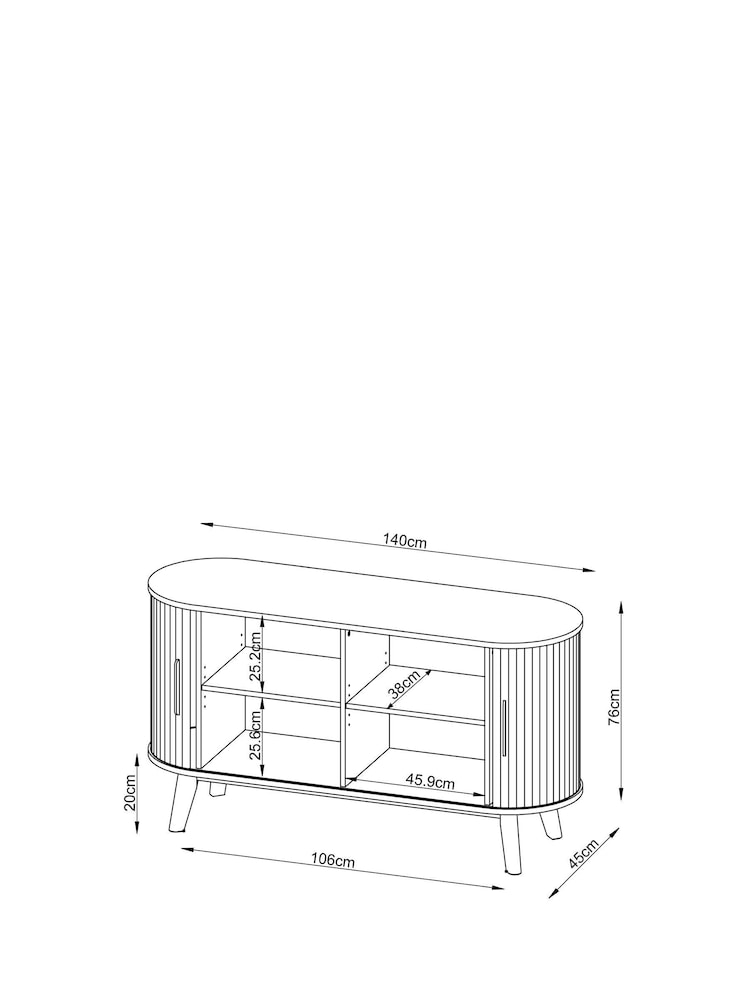 Mid Natural Hyde Tambour Door Large Sideboard - Image 5 of 5 Mid Natural Hyde Tambour Door Large Sideboard - Image 5 of 5