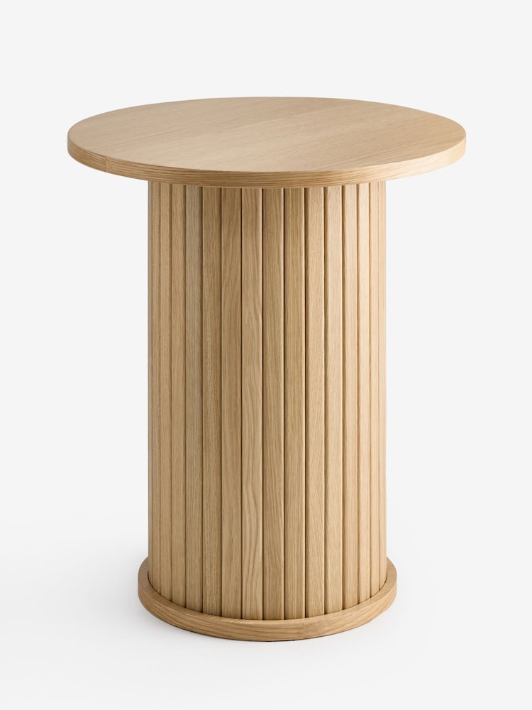 Mid Natural Hyde Oak Veneer Tambour Side Table - Image 1 of 3 Mid Natural Hyde Oak Veneer Tambour Side Table - Image 1 of 3