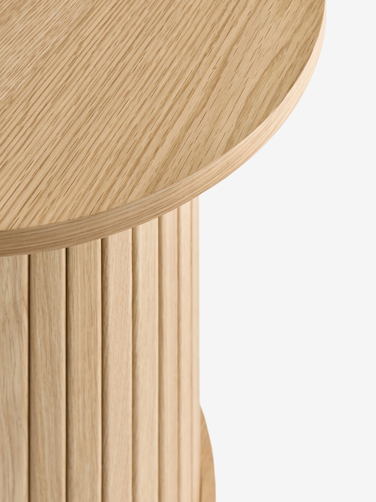 Mid Natural Hyde Oak Veneer Tambour Side Table - Image 2 of 3 Mid Natural Hyde Oak Veneer Tambour Side Table - Image 2 of 3