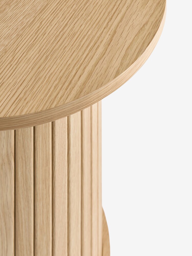 Mid Natural Hyde Oak Veneer Tambour Side Table - Image 5 of 5 Mid Natural Hyde Oak Veneer Tambour Side Table - Image 5 of 5