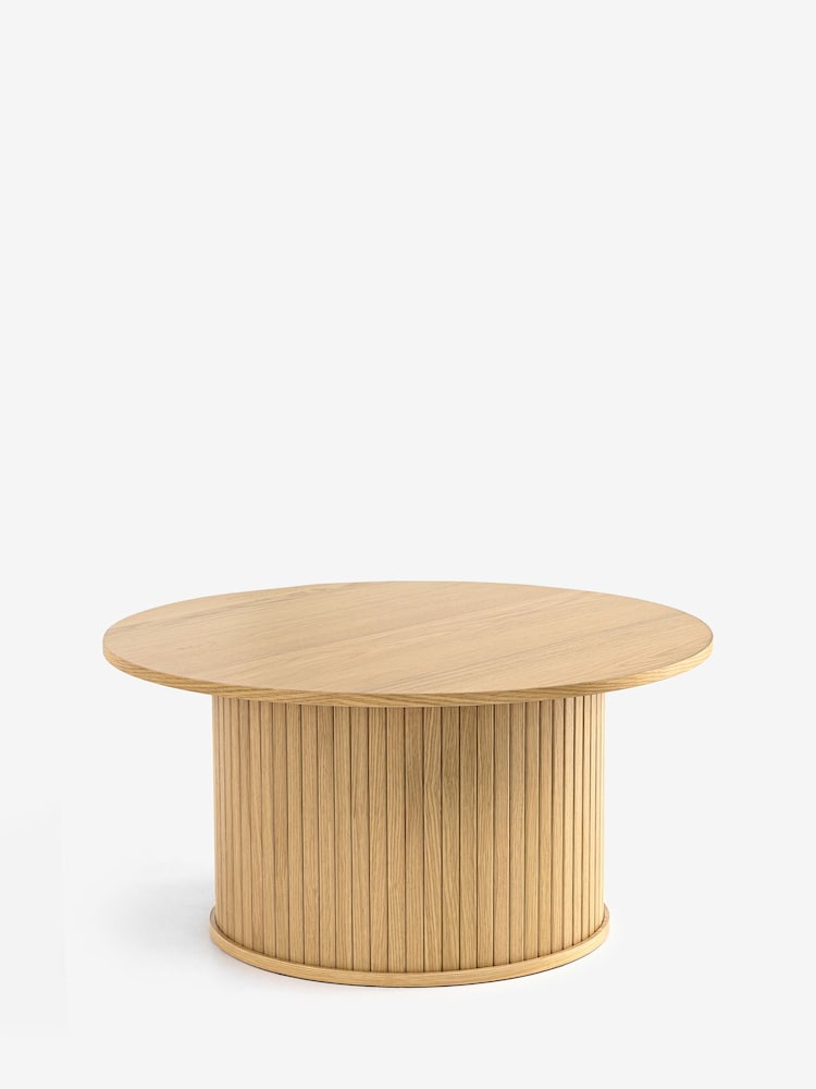 Mid Natural Hyde Oak Veneer Tambour Coffee Table - Image 1 of 2 Mid Natural Hyde Oak Veneer Tambour Coffee Table - Image 1 of 2