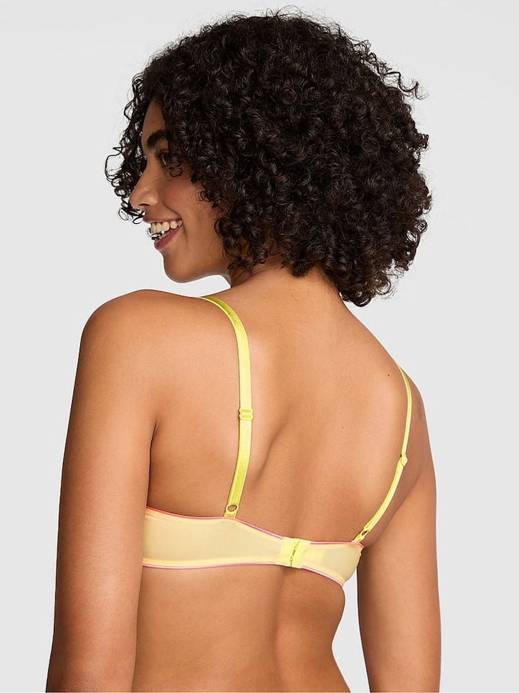 Victoria's Secret PINK Tropical Pear Yellow Push Up Jelly Mesh Lace Trim Bra - Image 2 of 3 Victoria's Secret PINK Tropical Pear Yellow Push Up Jelly Mesh Lace Trim Bra - Image 2 of 3