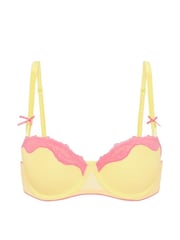 Victoria's Secret PINK Tropical Pear Yellow Push Up Jelly Mesh Lace Trim Bra - Image 3 of 3