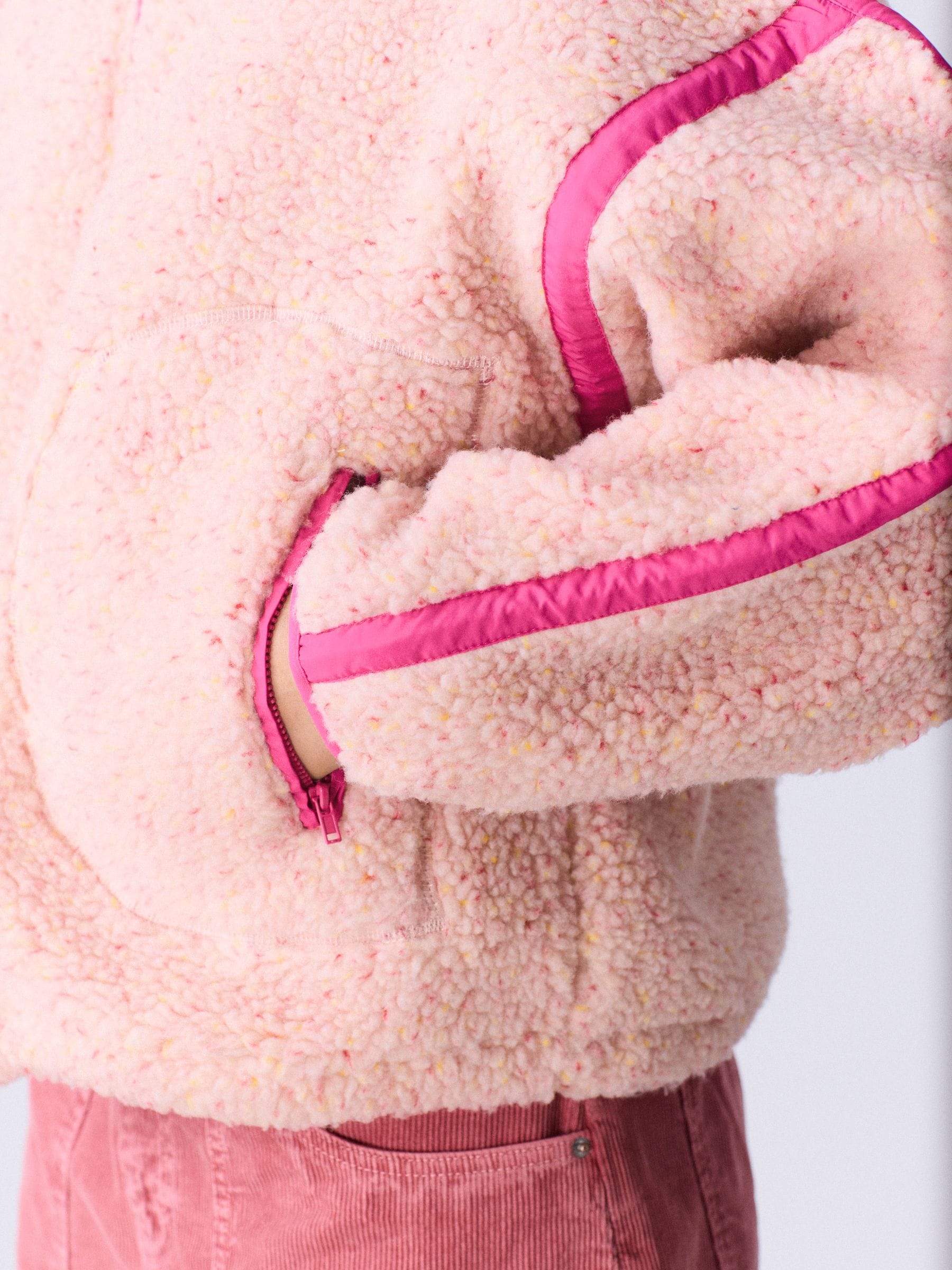 Buy Pink Contrast Trim Half Zip Borg Jacket from Next USA