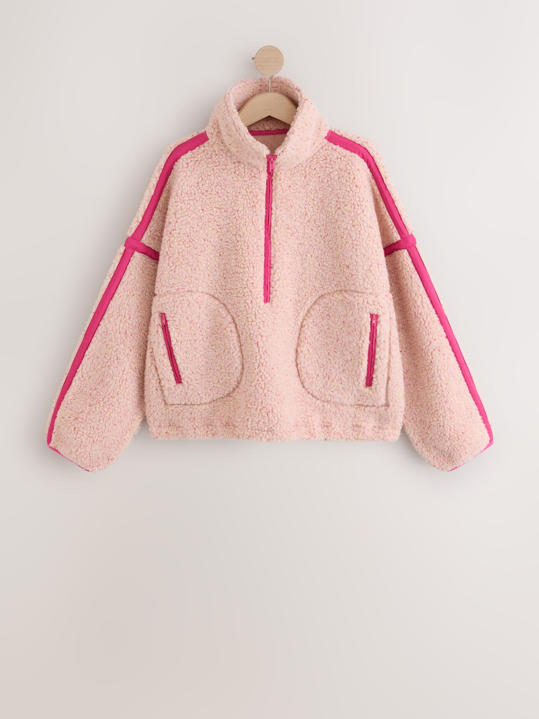 Buy Pink Contrast Trim Half Zip Borg Jacket from Next USA
