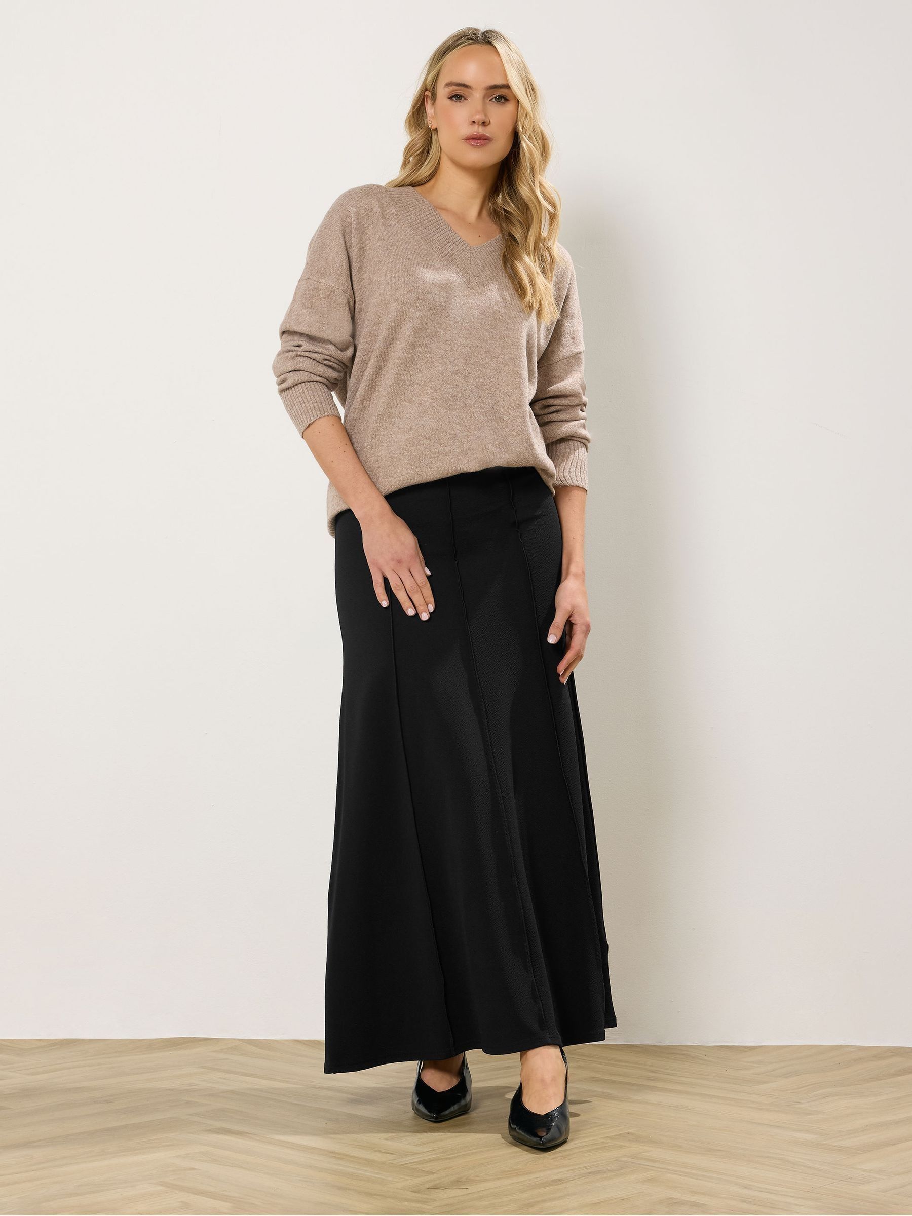 Buy Long Tall Sally Black Seamed Maxi Flare Skirt from Next Australia