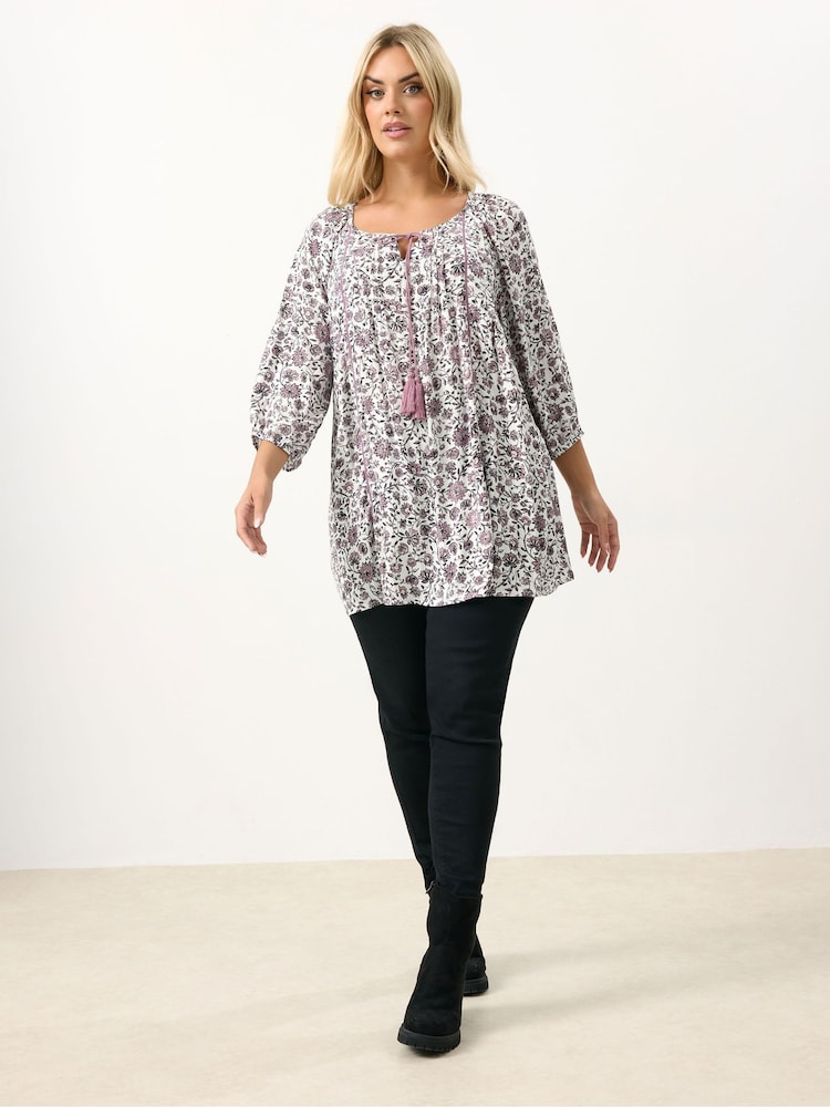 Yours Curve Pink Long Sleeve Boho Top - Image 2 of 5