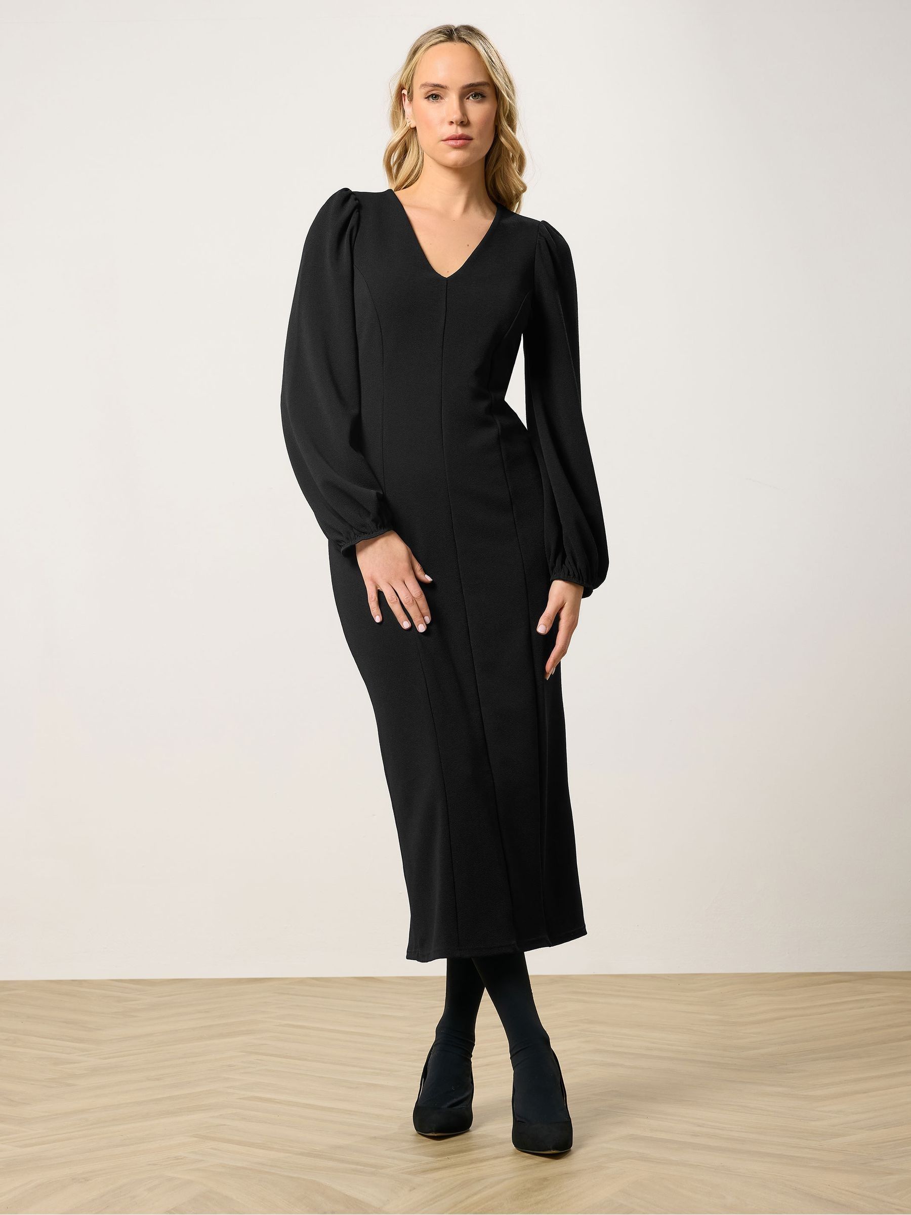 Long Tall Sally Women's Black Tall Seam Front Midi Dress In Size 20 - Image 3
