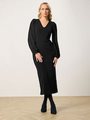 Long Tall Sally Black Seam Detail Midi Dress - Image 1 of 4