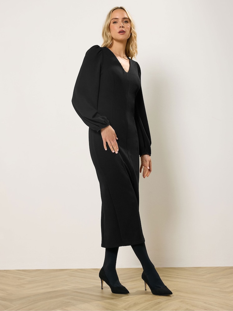 Long Tall Sally Black Seam Detail Midi Dress - Image 2 of 4