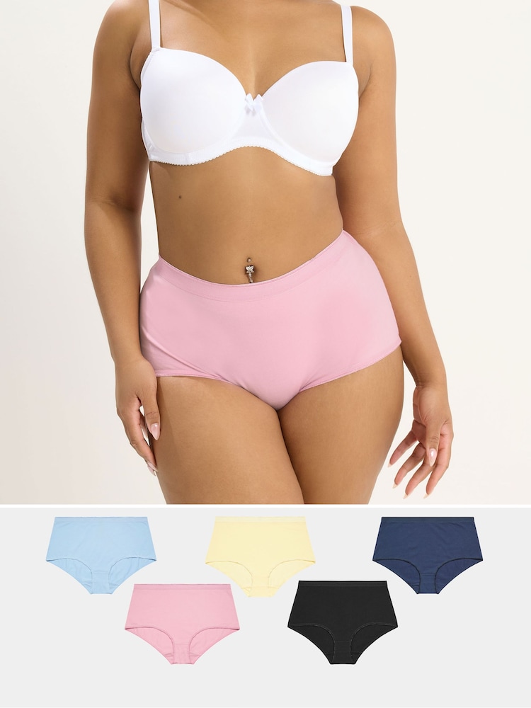 Yours Curve Black Full Brief 5 Pack - Image 1 of 8